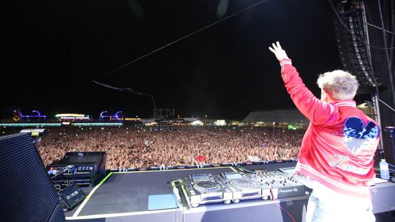 French DJ David Guetta on the main stage on Saturday night.