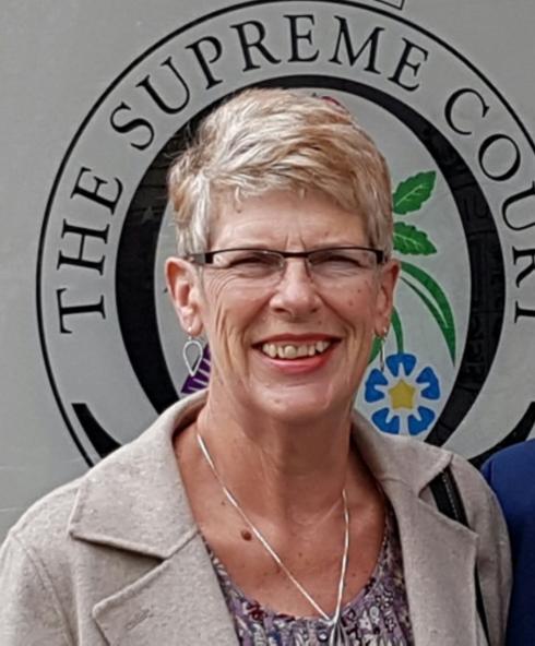 Bremain in Spain Chair, Sue Wilson, outside the Supreme Court.