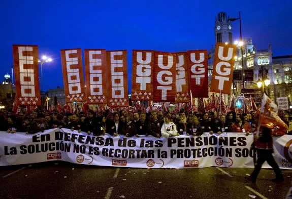 CC.OO banners at one of many demonstrations organised with Spain's other large trade union UGT.