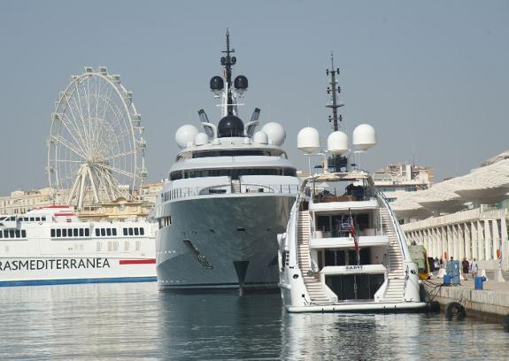 Megayachts this summer in port in Malaga. 