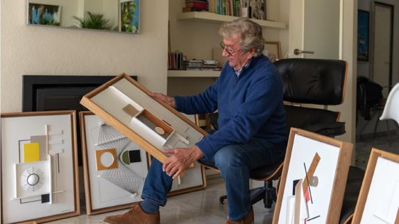 Derek Worthington with his 'Looking for Malevich' collection at his home in Malaga.