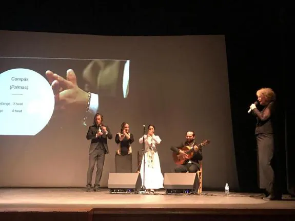 Helen Sijsling narrates the flamenco demonstration.