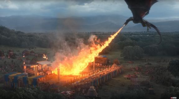 The dragons from Game of Thrones starred in the commercial which premiered during the ad break.