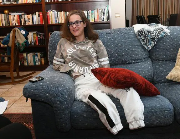 Sarah Almagro, at home, during the interview.