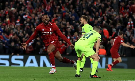 Georginio Wijnaldum levels the aggregate score.