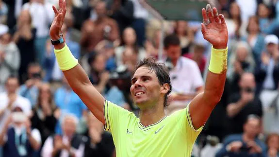 Rafael Nadal after winning the French Open 2019.