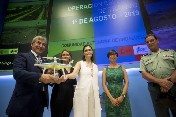 Officials present the new drone in Malaga this week. 