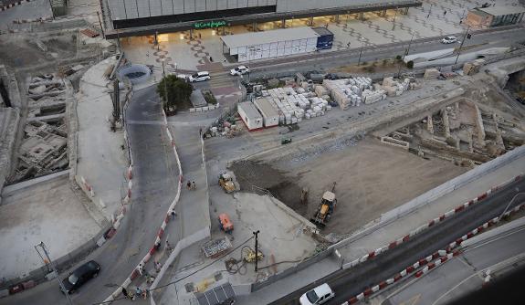 Aerial shot of the demolition of the former settlement.