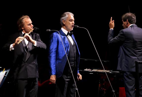 Andrea Bocelli, at the Europa Point Leisure Complex on Monday.