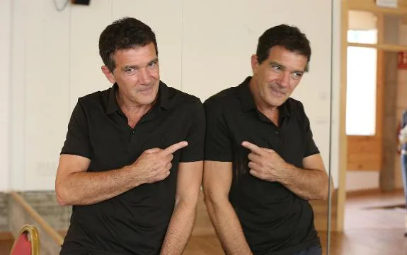Antonio Banderas, during the interview in a break while rehearsing A Chorus Line. 