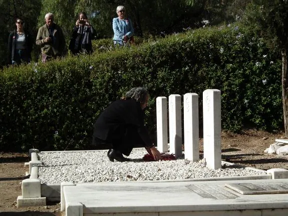 British consul lays a wreath on the Commonwealth War Graves in the English cemetery in Malaga. 