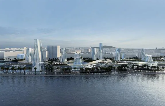 An artist's impression of the jelly-like towers in central Malaga's Muelle Heredia.