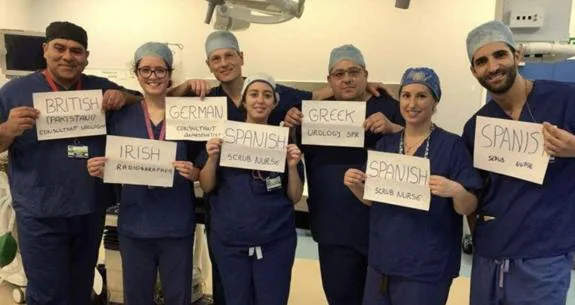 A social media photo shows the diverse nationalities of NHS staff.