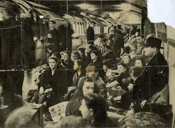 Gibraltar evacuees in the London tube during bombing.