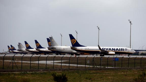 Aircraft grounded at Malaga airport due to the Covid-19 crisis.