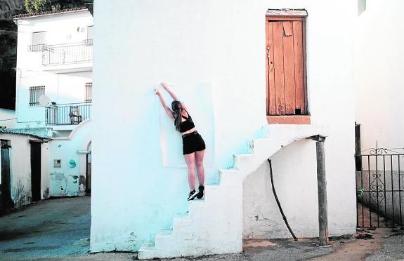 Raquel Serrano at work on her project. 