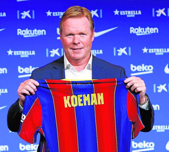 Ronald Koeman was presented as Barcelona coach on Wednesday.