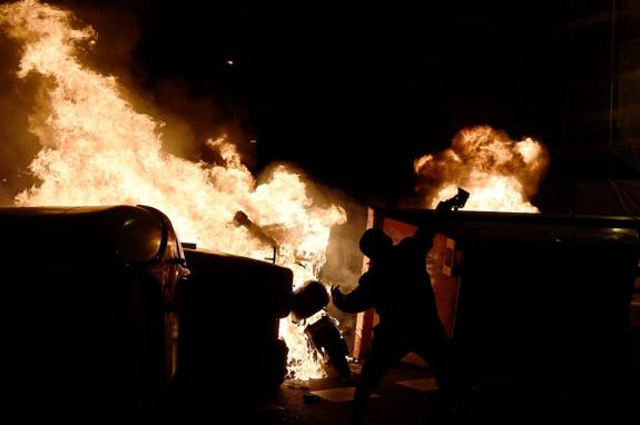 Riots in Barcelona on Thursday night.