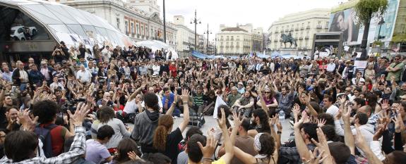 The Puerta del Sol, in Madrid, became the epicentre of the  demands for "true democracy" in 2011. 