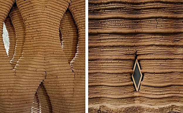 La peculiar forma de los muros aíslan y contienen el aire, lo que protege en verano del sol y evita la pérdida de calor en invierno. 