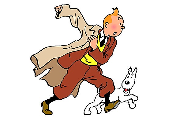 Imagen principal - Imágenes y viñetas originales de Hergé presentes en la muestra. 