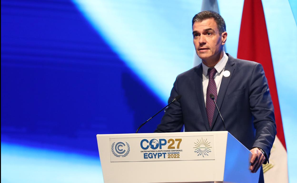 Pedro Sánchez interviene en la COP27 de Egipto.