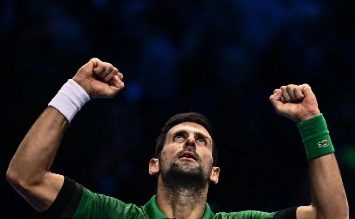 Djokovic celebrando el triunfo en la final de Turín