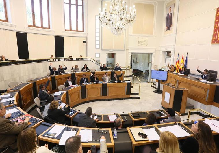 Votación en el pleno de la Diputación de Alicante