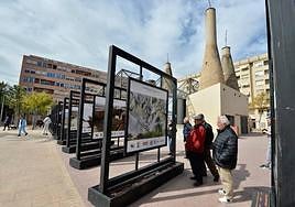 Un momento de la presentación de la instalación en la plaza de las Chimeneas de Elche.