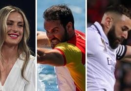 Alexia Putellas, Saúl Craviotto y Karim Benzema, jugador del Real Madrid.