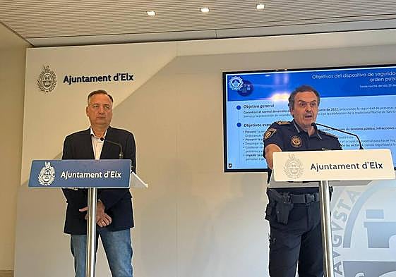 El concejal de Pedanías, Raúl Sempere, y el comisario de la Policía Local de Elche, César Zaragoza.