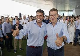 Carlos Mazón y Alberto Núñez Feijóo, este martes en Valencia.