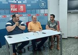 Pedro Ródenas, secretario de Organización; Miguel Millana, secretario general; y Miguel Nicolás, coordinador del Comité Electoral, durante la ejecutiva.