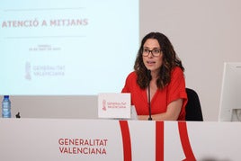 La vicepresidenta en funciones del gobierno, Aitana Mas, en una rueda de prensa