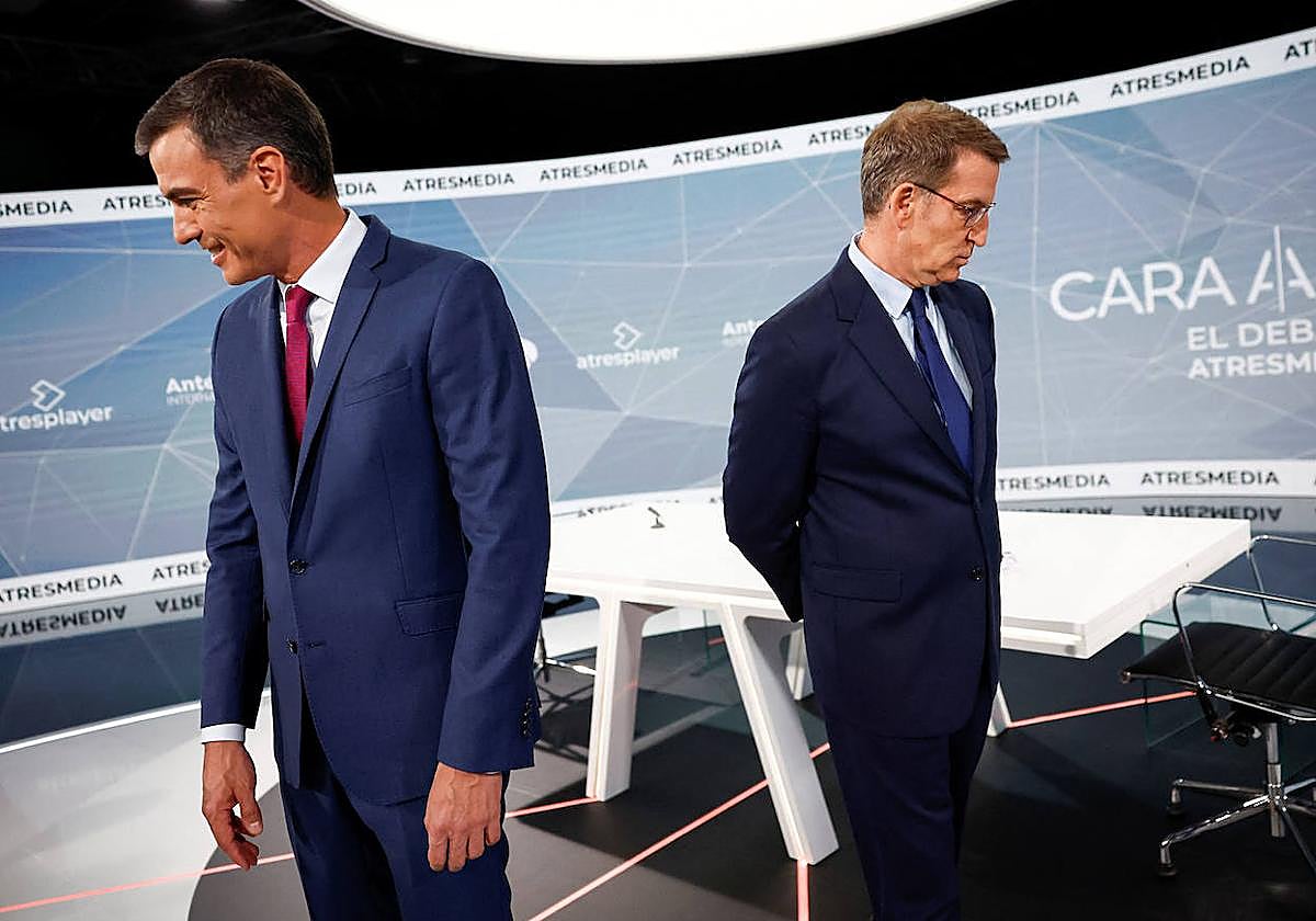 Los dos dirigentes antes del debate.