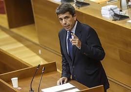 Carlos Mazón durante su intervención en el pleno de investidura.