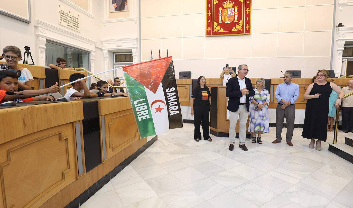 La bandera del Sáhara Libre ondea en el salón de plenos