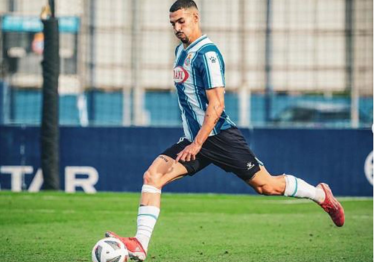 Javi Lancho, durante un partido con el Espanyol B