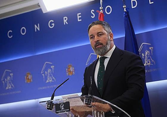 El líder de Vox, Santiago Abascal, en el Congreso de los Diputados.