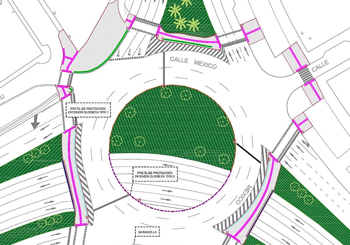 Plano de la remodelación de la rotonda de la Calle México.