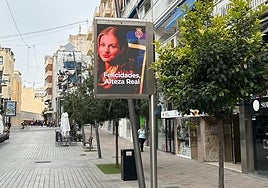 Imagen de Leonor de Borbón en una de las pantallas del centro de Benidorm