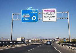 La autovía de Alicante a su paso por el término municipal de San Vicente del Raspeig.