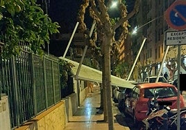 Imagen de la pérgola caída en la calle Salamanca