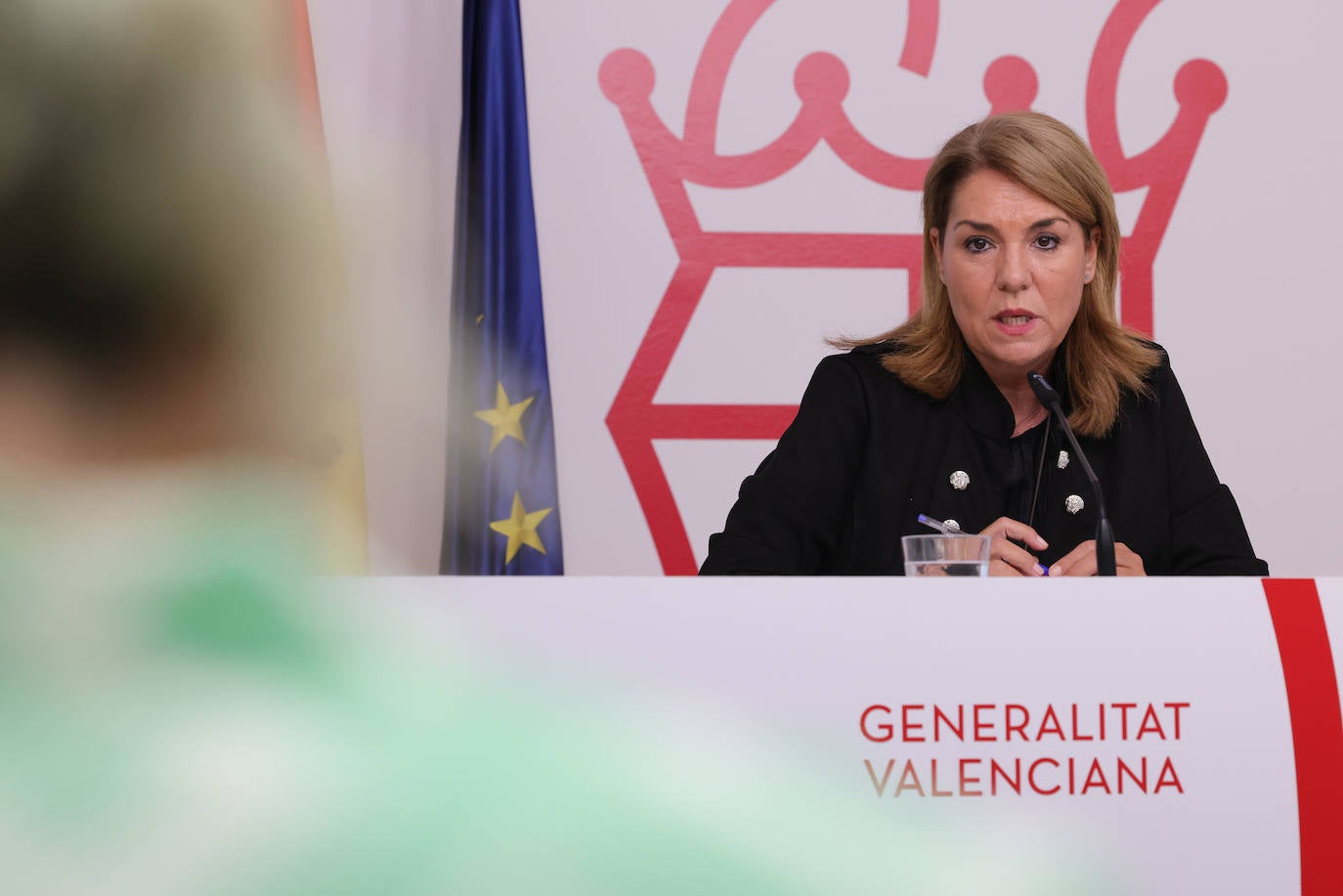 La vicepresidenta Susana Camarero durante la rueda de prensa del Consell.
