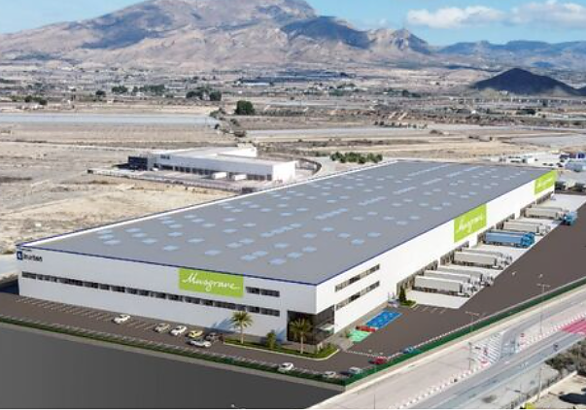 Proyección virtual de la plataforma logística que tendrá Musgrave en Monforte dle Cid.