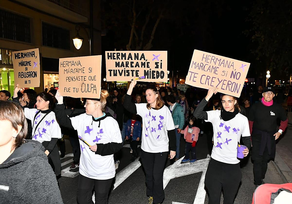 Manifestación del 25N, día internacional de la eliminación de la violencia contra las mujeres, en Alicante.