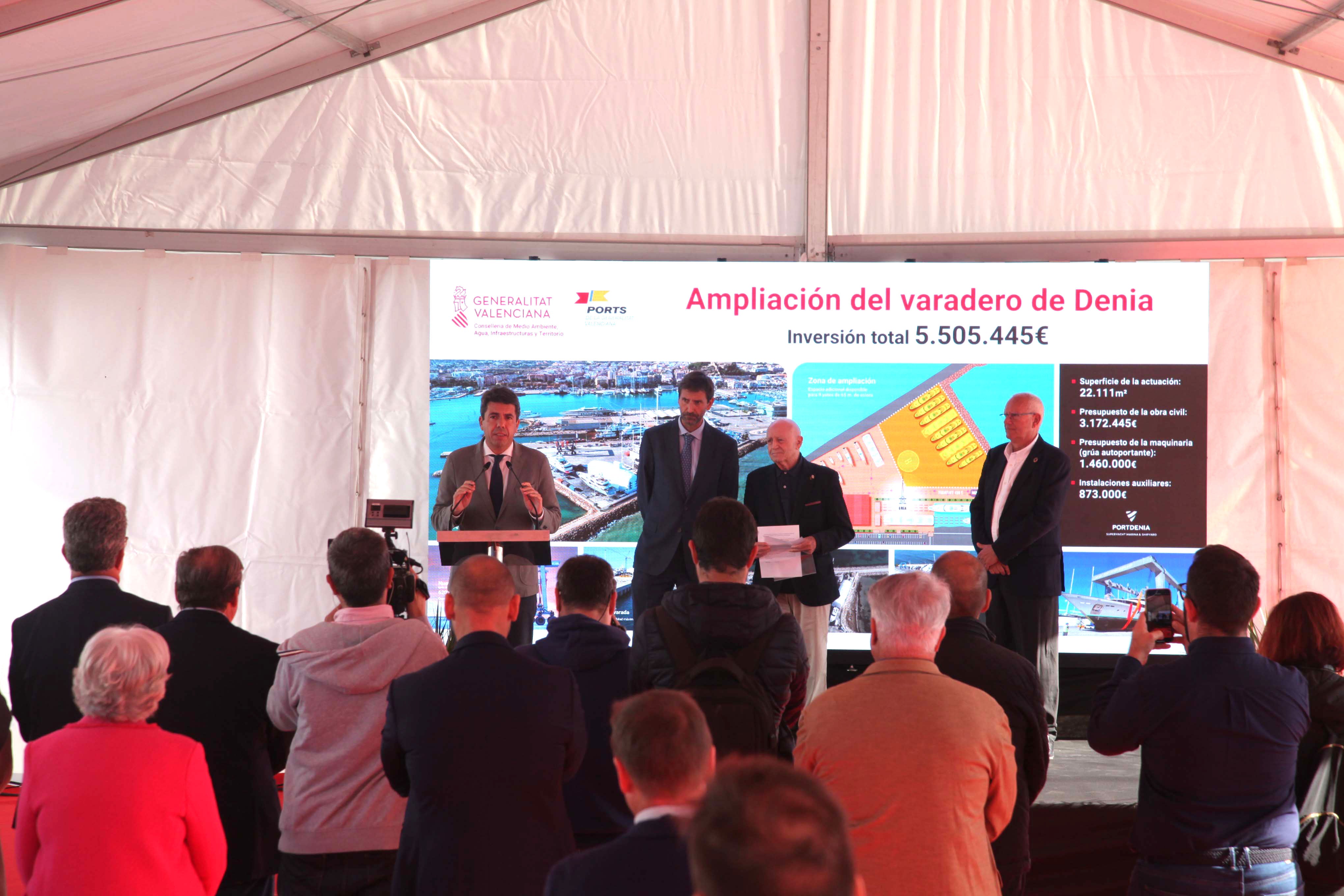 Mazón inaugura la ampliación del varadero de Portdenia Superyacht Shipyard &amp; Marina
