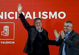 Ximo Puig, este viernes, con el secretario de Organización del PSOE, Santos Cerdán.