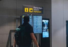 Un turista recoge una maleta en el aeropuerto de Alicante-Elche.
