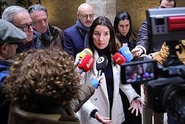 Ruth Merino atiende a los medios tras la reunión con el Comité de Expertos.